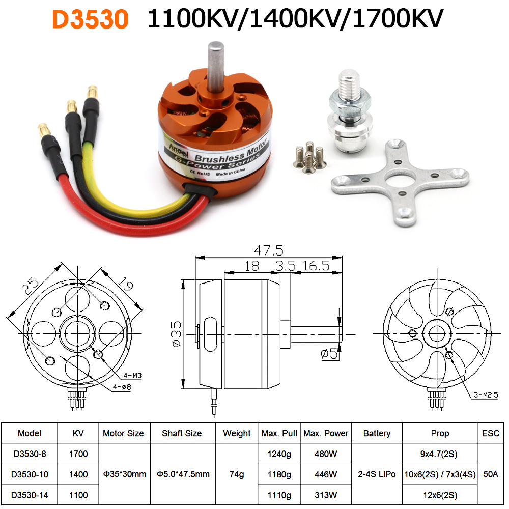 D3530 1100KV 1400KV 1700KV Bru - Rc Helicopter Mini recensione e prezzo